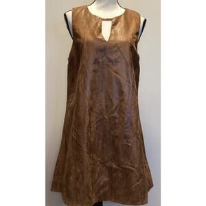 Brown Faux Leather Mod Tank Dress Love Riche Medium
